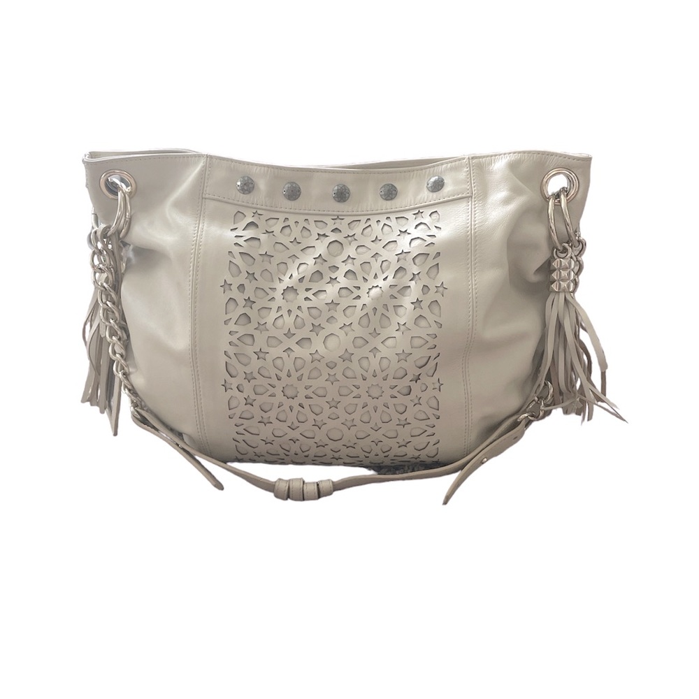 Beautiful cream leather Azaya Blue purse